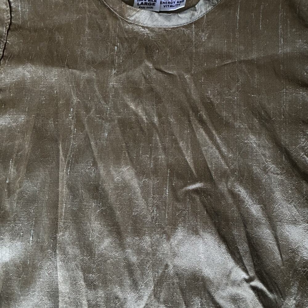 VTG FLAX Jeanne Engelhart 100% Raw Silk Tunic Top Women's Size Large Lagenlook - Picture 10 of 12